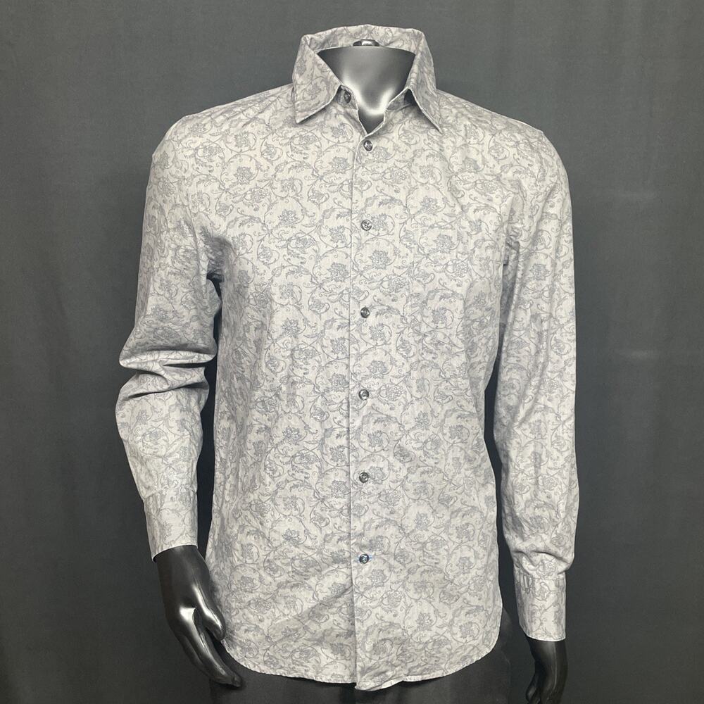 Express Men's Light Gray Paisley Button-Down Shirt